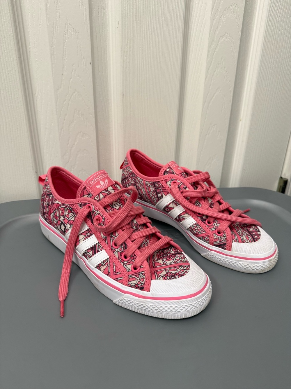 adidas Kids Pink Patterned Lace-Up Sneakers